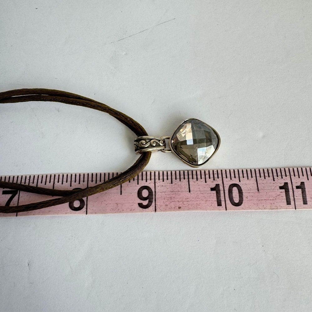 Brighton Venus Necklace Swarovski Crystal Pendant Olive Double Cord Silver Tone - Picture 11 of 11